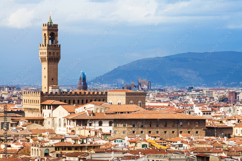 skyline of Florence city with Palazzo Vecchio