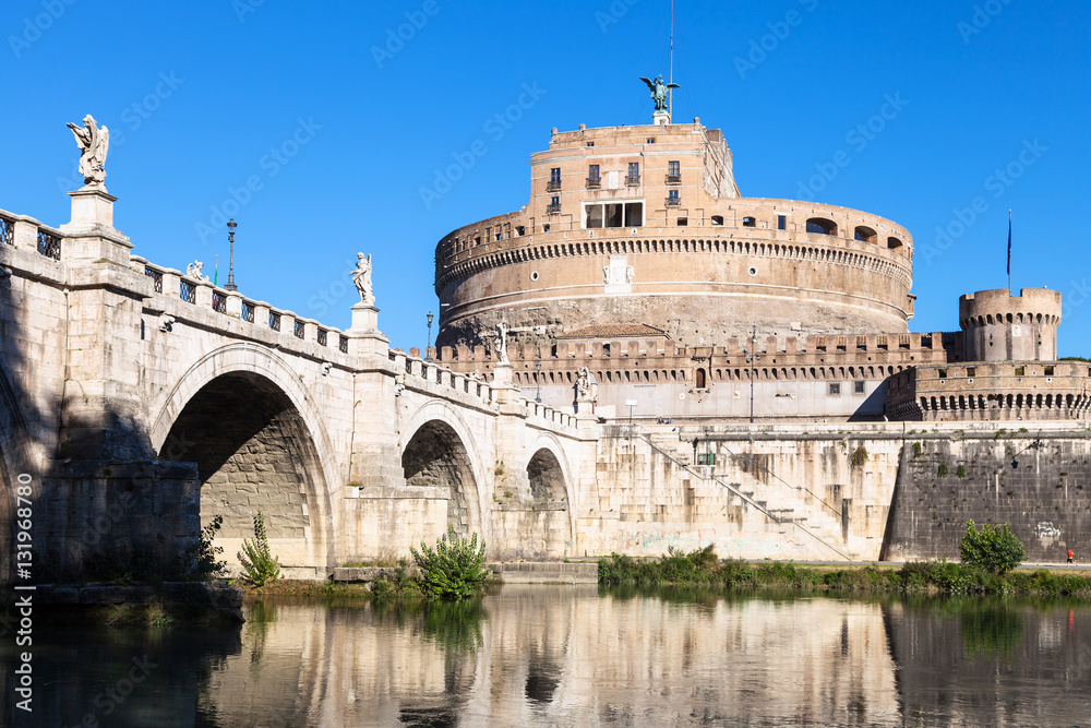 Castel Sant'Angelo and St Angel bridge in Rome