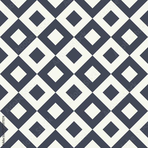 Bild auf Leinwand Abstract Cream and Navy Geometric Pattern with Squares and Stripes