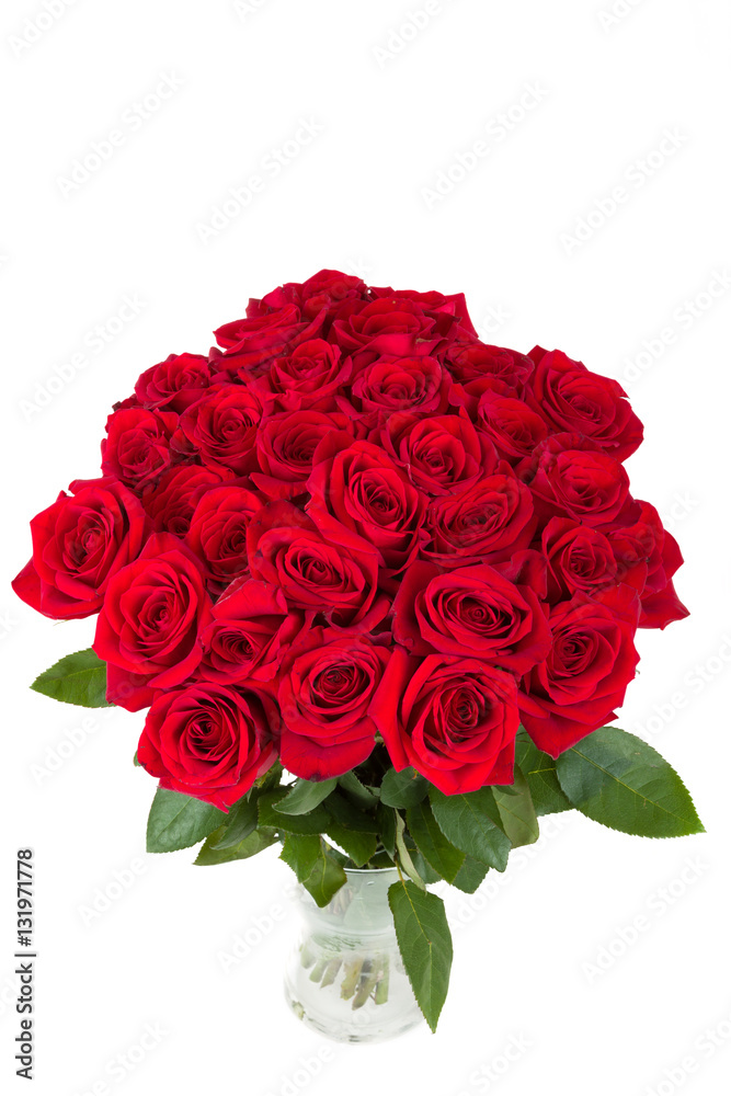 Obraz premium Bouquet of fresh valentine red roses isolated