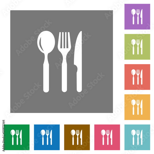 Restaurant square flat icons
