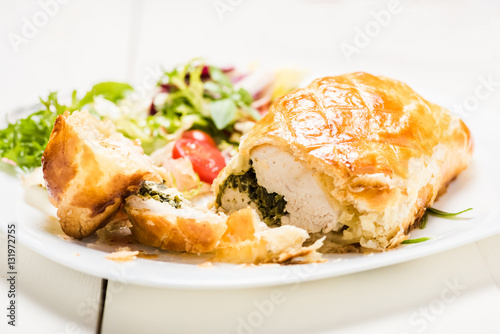 chicken breast stuffed spinach in puff pastry