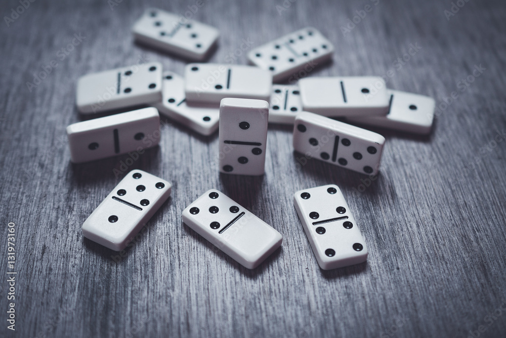 Domino play pieces isolated on a table Domino play pieces isolated on a table