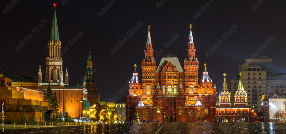 Red Square Lit Up At Night