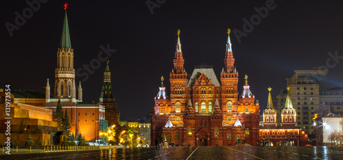 Red Square Lit Up At Night