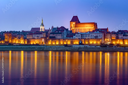 City of Torun in Poland, medieval Old Town skyline in the evening. Poland, Europe.