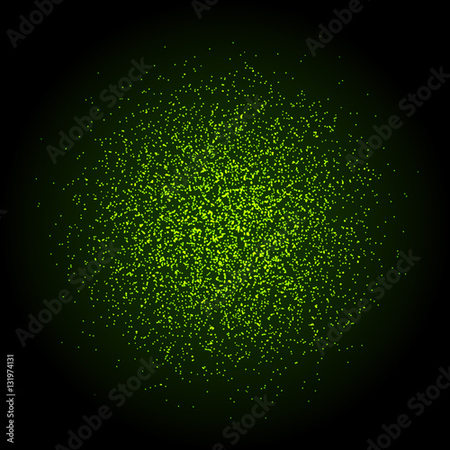 shiny particles shape. Sparkling background. Stardust explosion on black background. Vector festive illustration