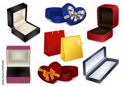 Gift jewelry boxes and shopping bags