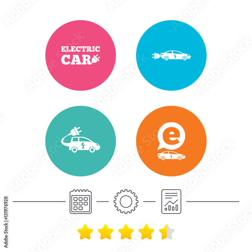 Electric car sign. Sedan and Hatchback transport.