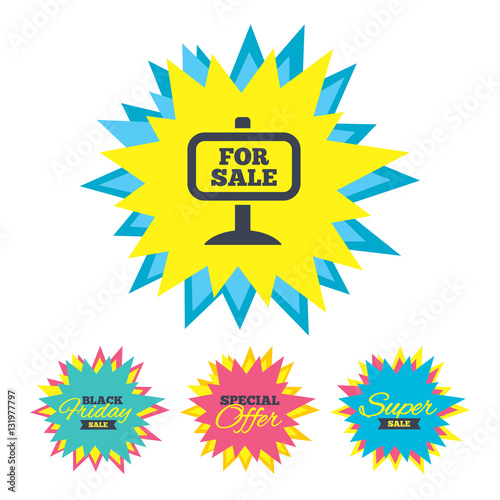 For sale sign icon. Real estate selling.
