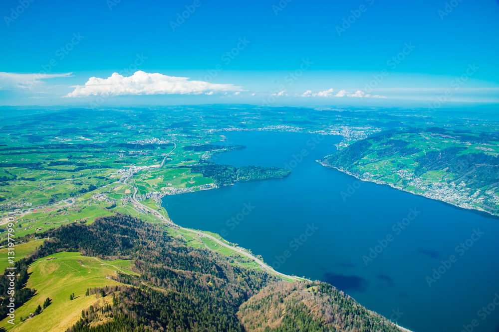 Lucerne lake top view from mount Rigi
