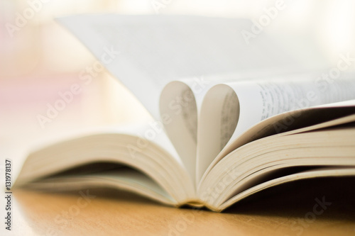 Opened book heart shaped
