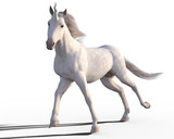 3d render of white stunning unicorn horse isolated on white background