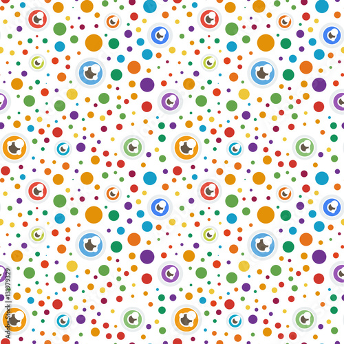 Seamless background with cartoon eyes of green monster