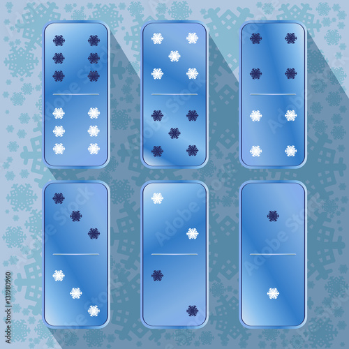 Domino icon illustration of six pieces snowflake