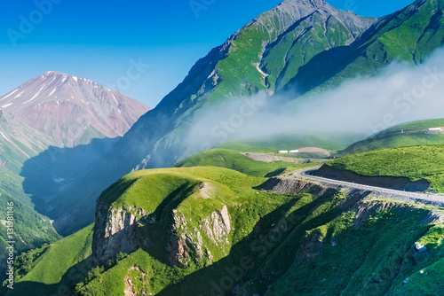 Misty mountain on the Georgian Military Road, Georgia