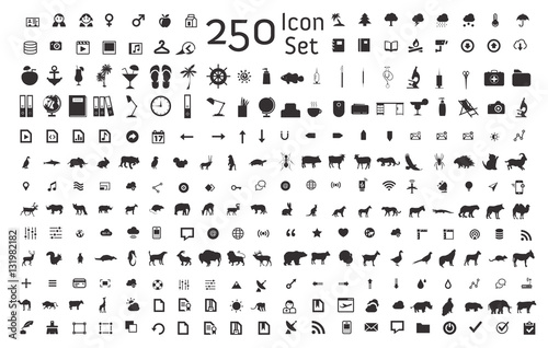 Set of 250 animal,business,internet icons