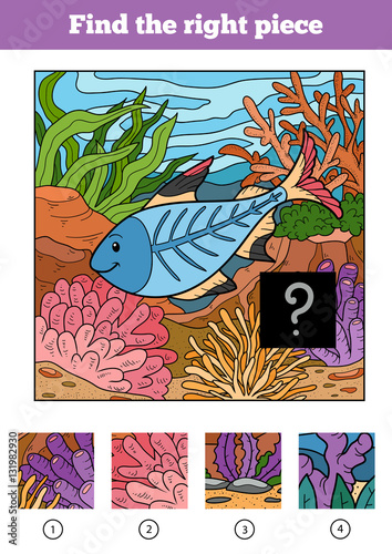 Find the right piece, game for children. Fish