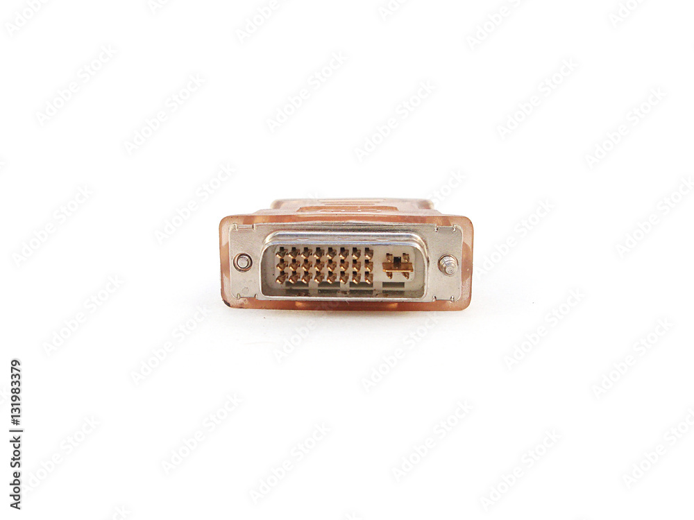 Computer parts. On a white background the computer adapter. The adapter for the monitor. Computer parts. On a white background the computer adapter. The adapter for the monitor.