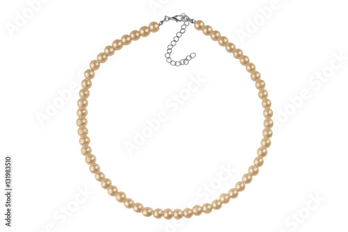 Dark bronze big elegant necklace made of medium-sized round beads, isolated on white background, clipping path included