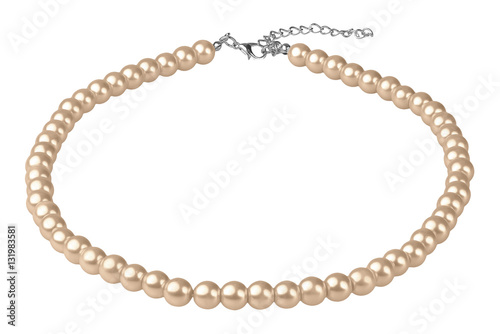 Bronze big elegant necklace made of medium-sized round beads like pearls, isolated on white background, clipping path included