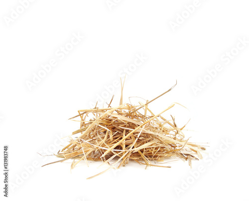 Straw of wheat on a white background. Isolated.

