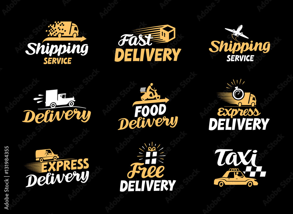 Logistics and delivery vector icons set. International shipment symbol