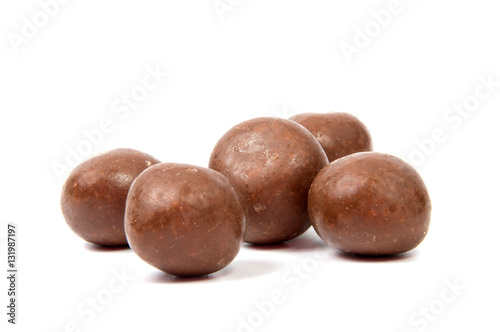 Chocolate candies isolated on white background.