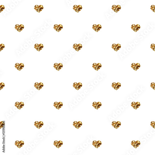 Abstract Valentine's Day hearts. Gold glittering hearts. Seamless background for your design. Vector illustration. Love concept. Cute happy wallpaper. Good idea for your Wedding,