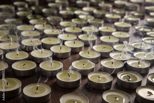  tea candles on table