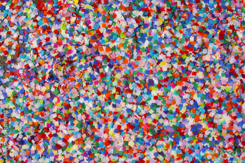 Colourful confetti on the ground