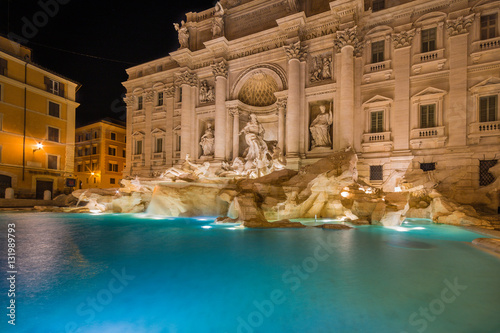 ancient Roman fountain at night