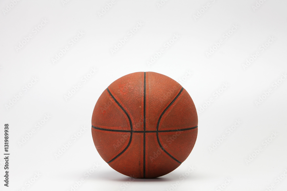 Used Basketball on white background 