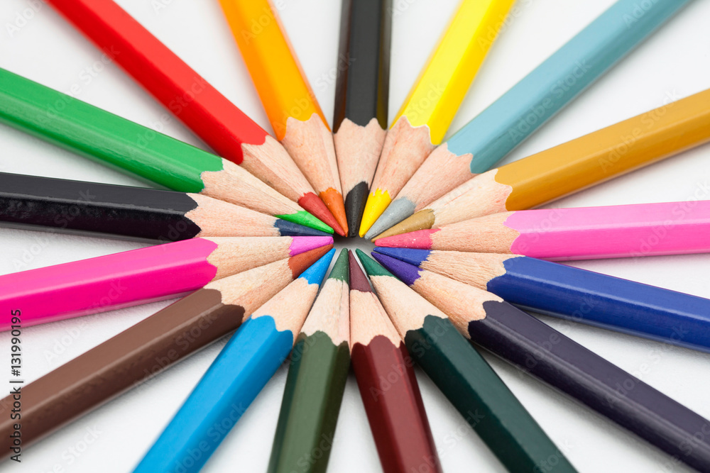 Colorful Pencils Arranged round on white Colorful Pencils Arranged round on white