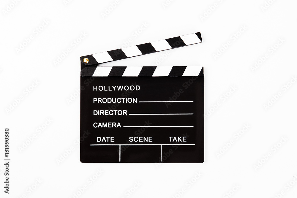 Movie black Clapperboard on a white