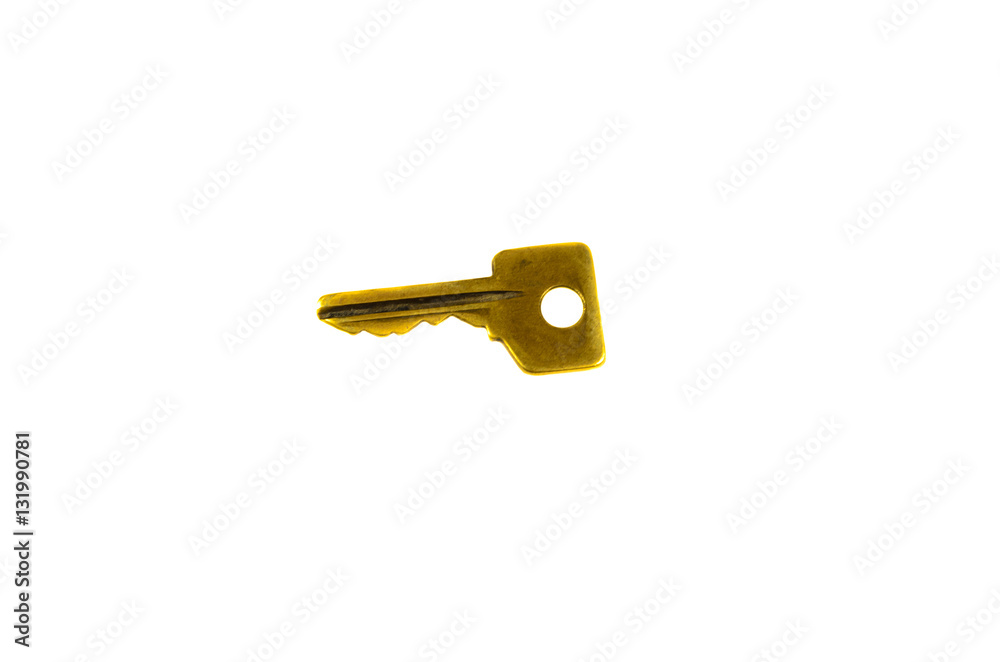 Single yellow key isolated on white Single yellow key isolated on white