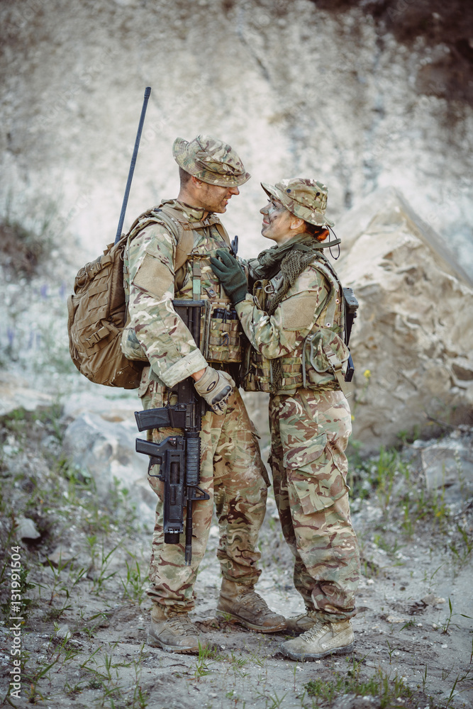 Naklejka premium Military Couple In Uniform