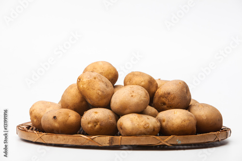 Harvested potatoes in a basket
