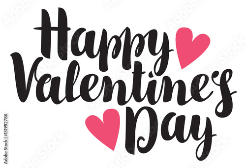 vector inscription happy valentines day with hearts
