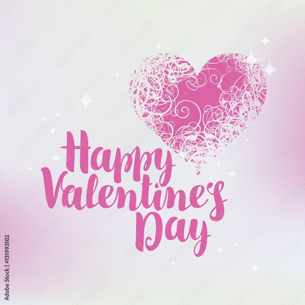 vector greeting card with inscription happy valentines day with hearts