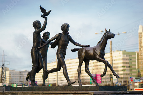 The monument to pioneers. Pionerskaya Metro Station. SAINT - PETERSBURG photo