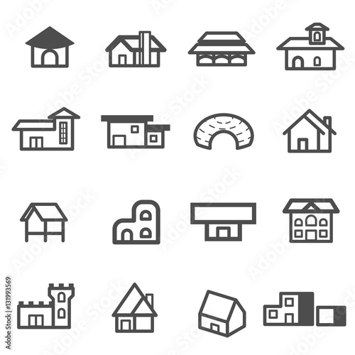 house home residential icon set vector