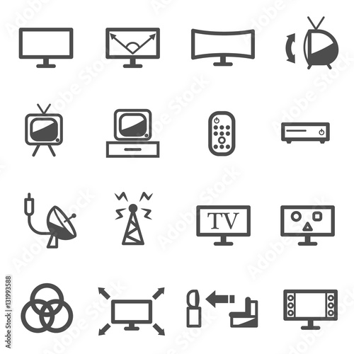 tv television technology icon set vector