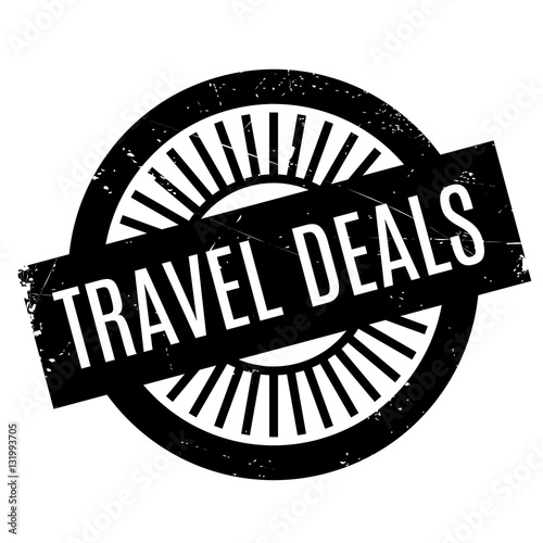 Travel Deals stamp. Grunge design with dust scratches. Effects can be easily removed for a clean, crisp look. Color is easily changed.