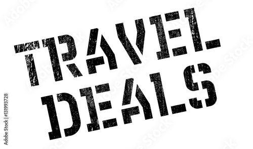 Travel Deals stamp. Grunge design with dust scratches. Effects can be easily removed for a clean, crisp look. Color is easily changed.