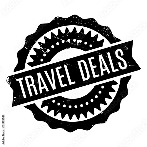 Travel Deals stamp. Grunge design with dust scratches. Effects can be easily removed for a clean, crisp look. Color is easily changed.