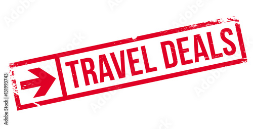 Travel Deals stamp. Grunge design with dust scratches. Effects can be easily removed for a clean, crisp look. Color is easily changed.