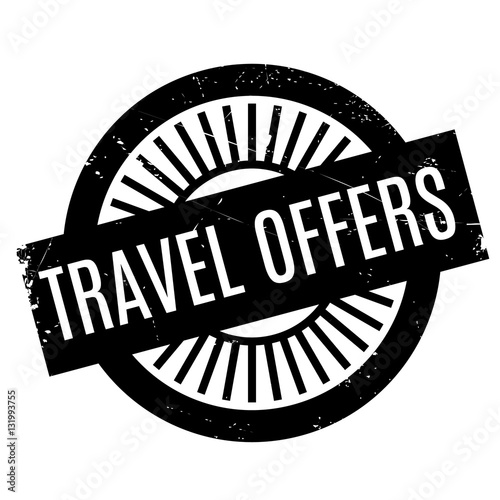 Travel Offers stamp. Grunge design with dust scratches. Effects can be easily removed for a clean, crisp look. Color is easily changed.