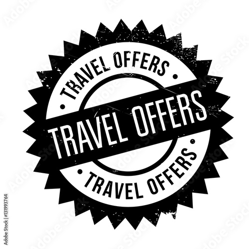 Travel Offers stamp. Grunge design with dust scratches. Effects can be easily removed for a clean, crisp look. Color is easily changed.