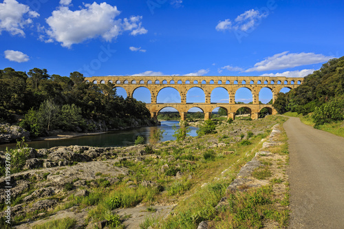 Roman Aqueduct crossing the Gardon River, Pont du Gard, Southern France, Heritage Site, UNESCO photo